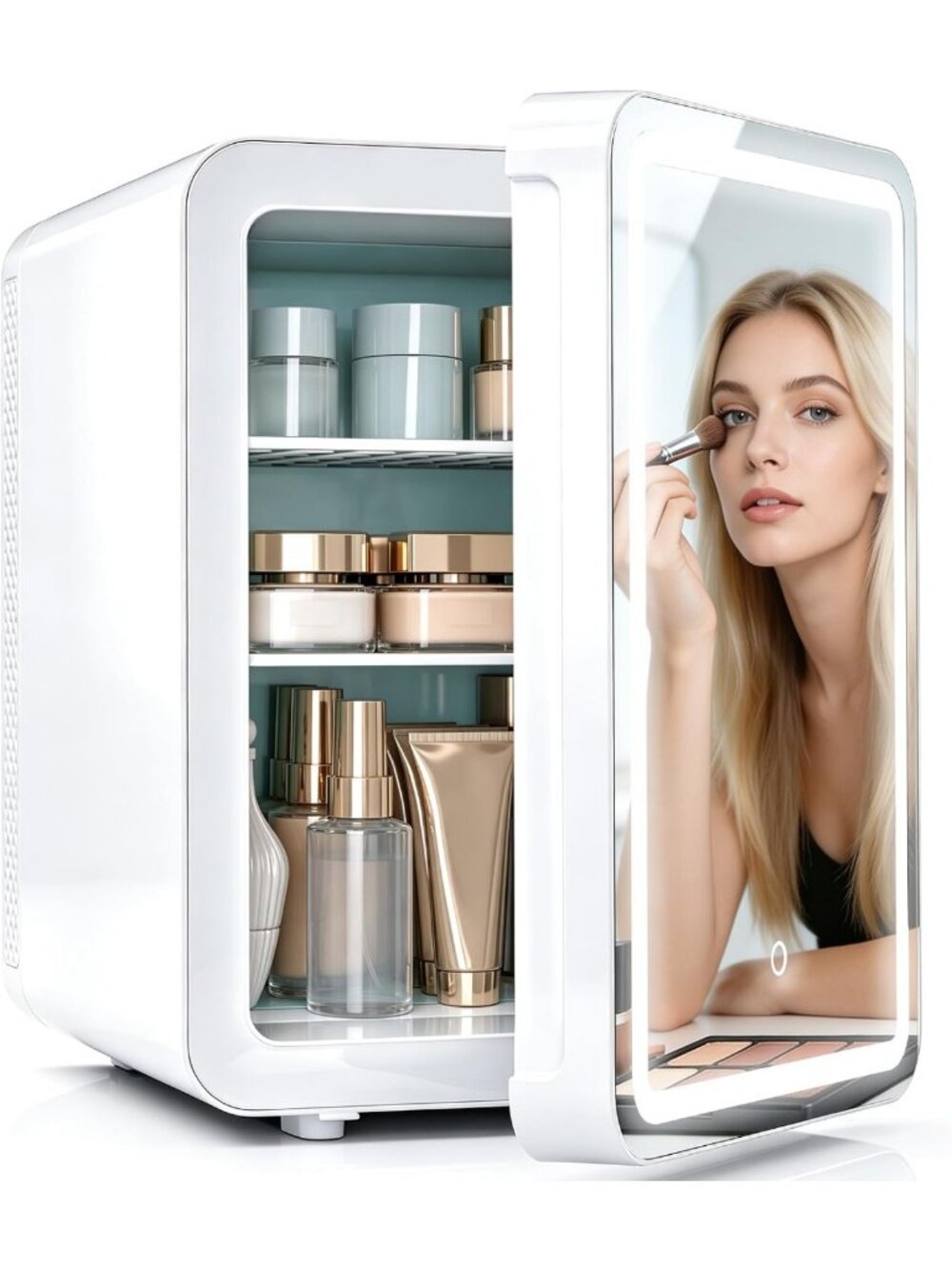 Mini Skincare Fridge 16L/20L with LED Mirror - Compact Makeup Organizer